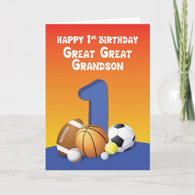 Underbar Underbar Grandson 1st Birthday Sports Bol Kort (Framsida)