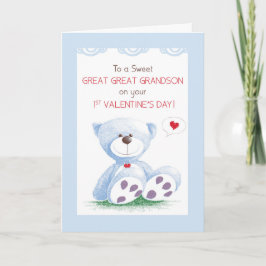 Underbar Underbar Grandson 1st Valentines day Blue Kort