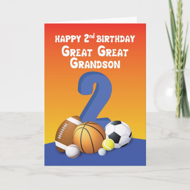 Underbar Underbar Grandson 2nd Birthday Sports Bol Kort (Framsida)