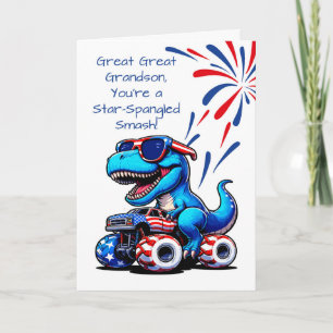 Underbar Underbar Grandson 4:e juli Dinosaur T-Rex Kort