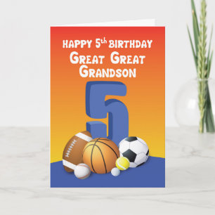 Underbar Underbar Grandson 5th Birthday Sports Bol Kort