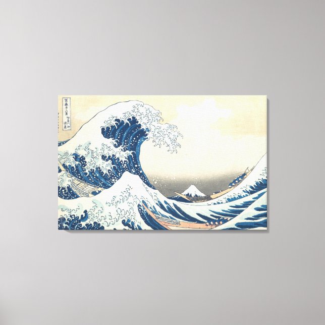 Underbar våg av Kanagawa av Hokusai circa 1831 Canvastryck (Framsida)