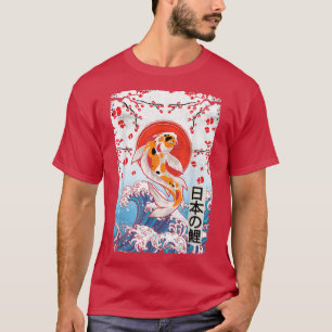 Underbar våg av Kanagawa Cherry Blommar Koi Fish T Shirt