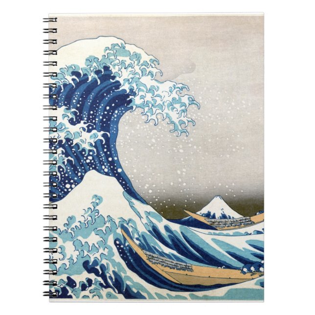 Underbar våg av Kanagawa Hokusai Fine Art Anteckningsbok Med Spiral (Framsidan)
