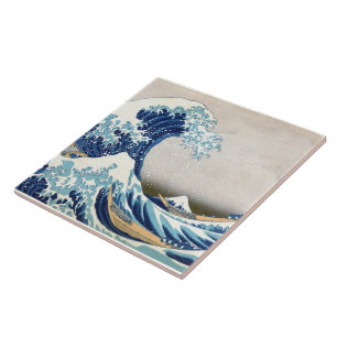 Underbar våg av Kanagawa Hokusai Fine Art Kakelplatta
