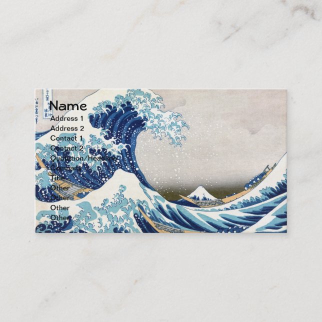 Underbar våg av Kanagawa Hokusai Fine Art Visitkort (Framsida)