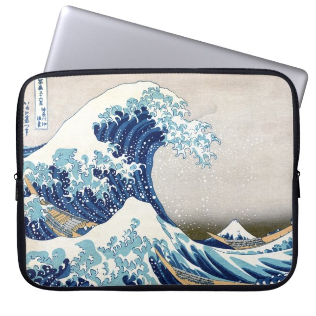Underbar våg av Kanagawa Hokusai japansk finkonst Laptop Sleeve (Framsidan)
