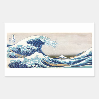 Underbar våg av Kanagawa Hokusai japansk finkonst Rektangulärt Klistermärke