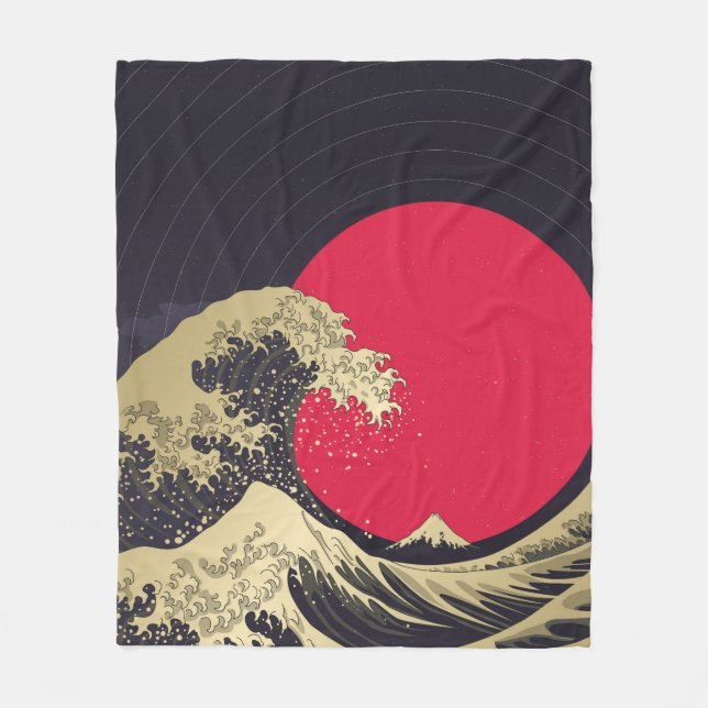 "Underbar våg av kanagawa". Hokusai, japansk våg i Fleecefilt (Framsidan)