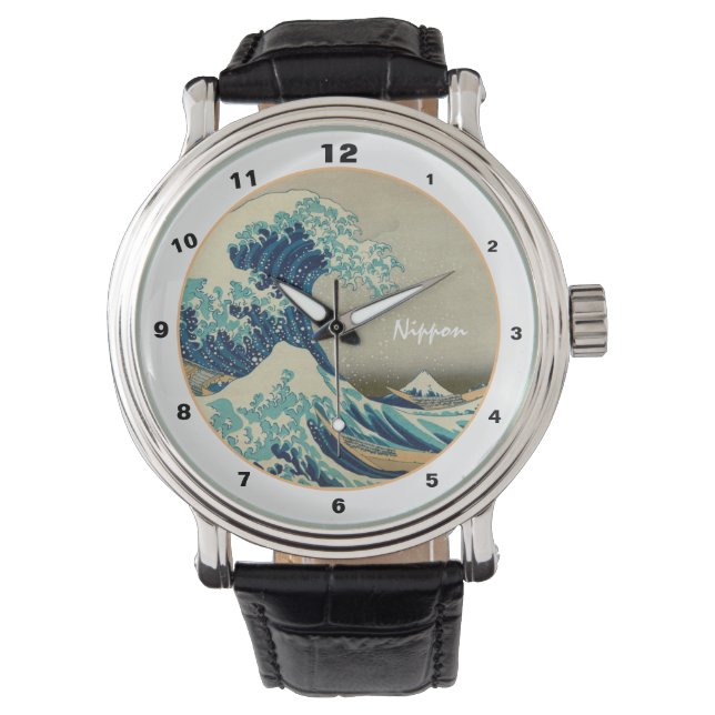 Underbar våg av Kanagawa & Japansk Art /Japan Armbandsur (Framsida)