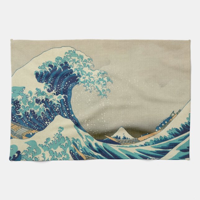 Underbar våg av Kanagawa & Japansk Art /Japan Kökshandduk (Horisontell)
