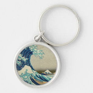 Underbar våg av Kanagawa & Japansk Art /Japan Rund Silverfärgad Nyckelring