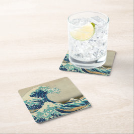 Underbar våg av Kanagawa & Japansk Art /Japan Underlägg Papper Kvadrat