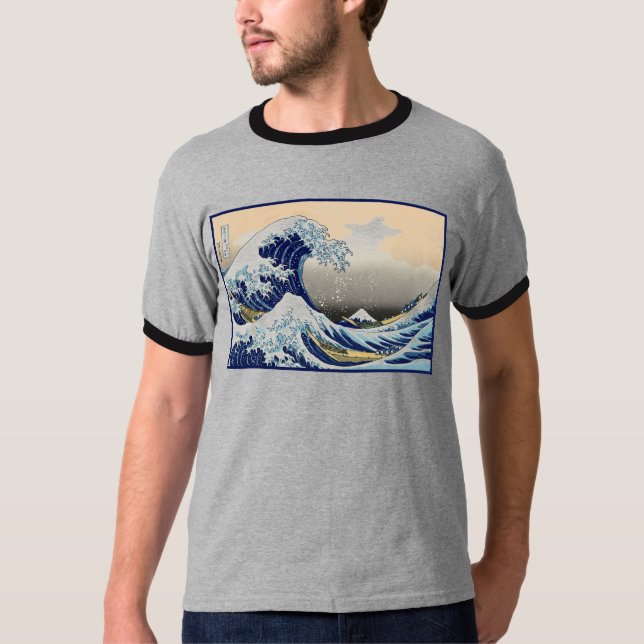 Underbar våg av Kanagawa & Mount Fuji Japan Sea T Shirt (Framsida)