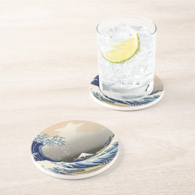 Underbar våg av Kanagawa & Mount Fuji Japan Sea Underlägg (Sidan)