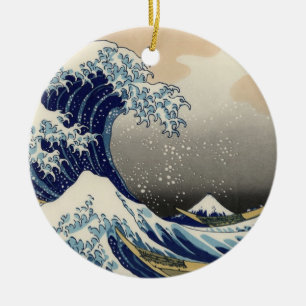 Underbar våg av Kanagawa Oriental Fine Art Julgransprydnad Keramik