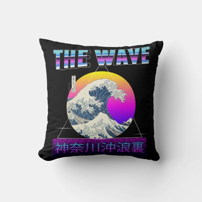 Underbar våg av Kanagawa Retro Vaporwave Kudde (Framsida)