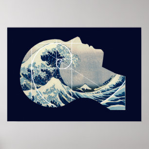 Underbar våg, Hokusai möter Fibonacci i mitt huvud Poster
