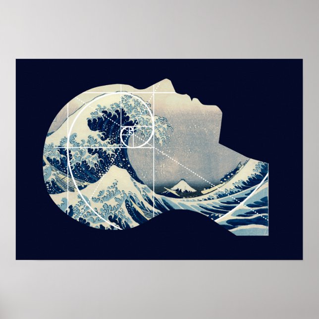 Underbar våg, Hokusai möter Fibonacci i mitt huvud Poster (Framsidan)