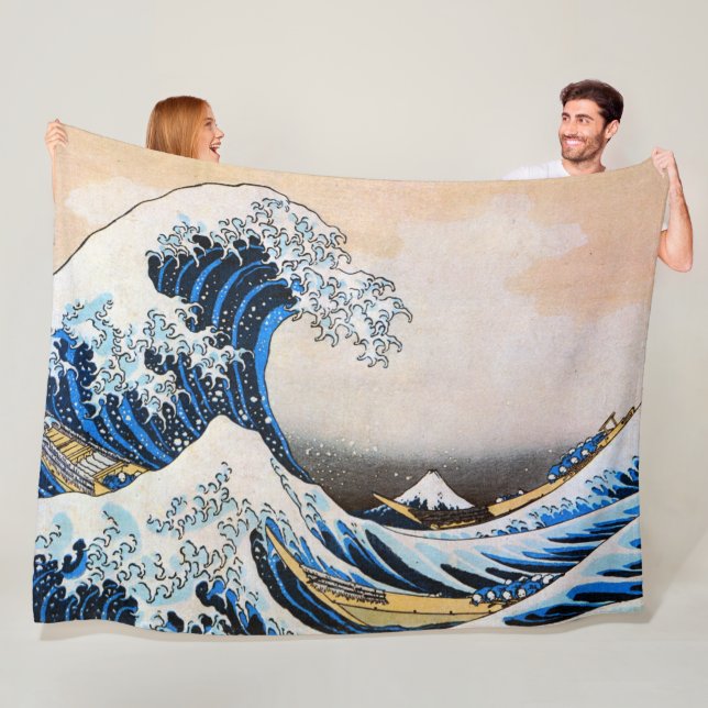 Underbar våg, Hokusai, Ukiyo-e Fleece Blanket (På plats)