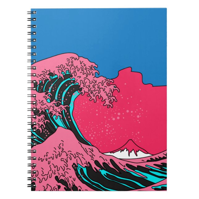 Underbar våg i Vaporwave Pop Art stil. Visa på Anteckningsbok (Framsidan)