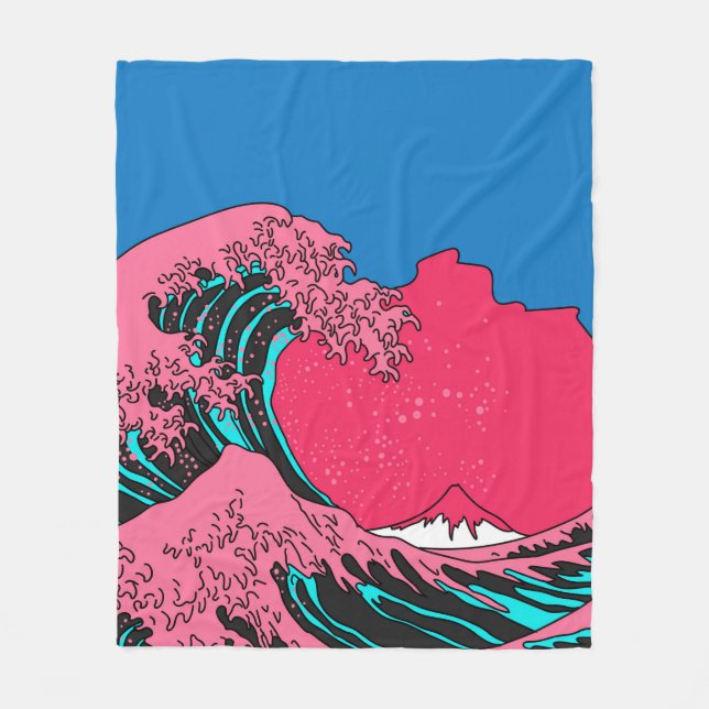 Underbar våg i Vaporwave Pop Art stil. Visa på Fleecefilt (Framsidan)