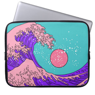 Underbar våg i Vaporwave Pop Art stil. Visa på Laptop Fodral