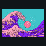 Underbar våg i Vaporwave Pop Art stil. Visa på Poster<br><div class="desc">Underbar våg i Vaporwave Pop Art stil. Visa på havets vapensköld-språng. Stiliserad illustration av 1800-talets japanska tryck. wave, vapor, japan, art, underbar, teckning, synthwave, grafisk design, hokusai, bakgrund, japanese, storm, vacker, vapensköld, decor, minimalism, målning, vatten, asia, stor, vintage, illustration, retro.</div>