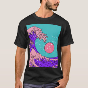 Underbar våg i Vaporwave: Stilized Ocean Art T Shirt