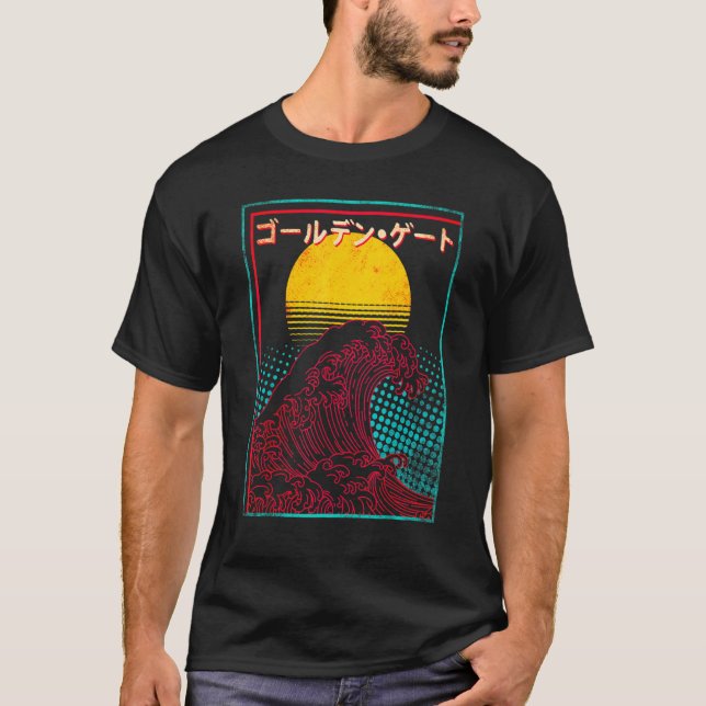 Underbar våg Stigning japansk Vaporwave i Sol Japa T Shirt (Framsida)