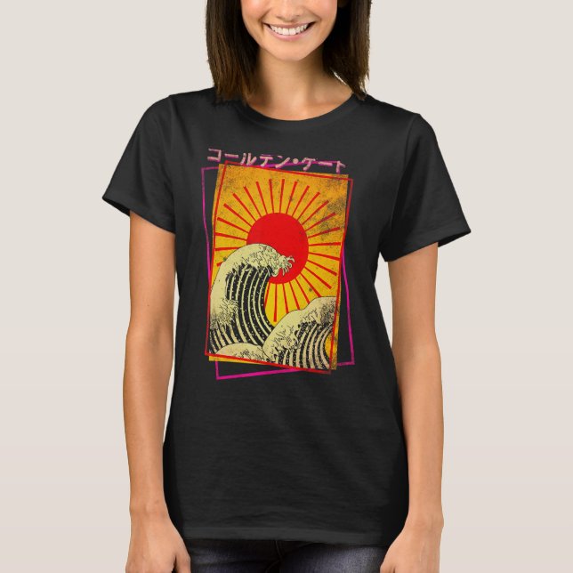 Underbar våg Stigning japansk Vaporwave i Sol Japa T Shirt (Framsida)