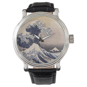 Underbar våg utanför Kanagawas Kusten av Hokusai Armbandsur
