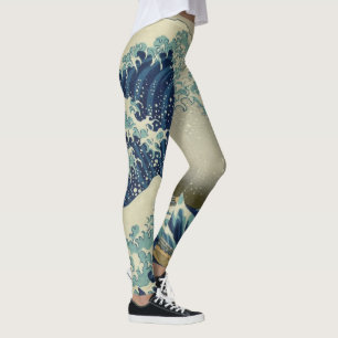 Underbar våg utanför Kanagawas Kusten av Hokusai Leggings