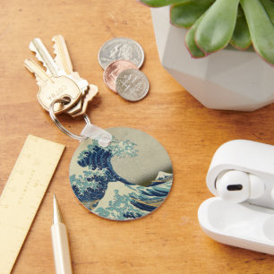 Underbar våg utanför Kanagawas Kusten av Hokusai Nyckelring