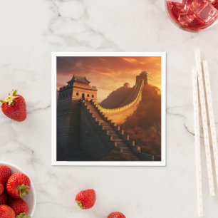 Underbar vägg av China solnedgång - Majestisk Pappersservett