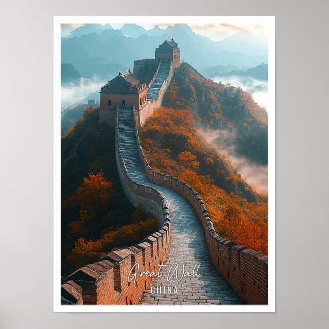 Underbar vägg av China, vacker turistmur ställe Poster (Framsidan)