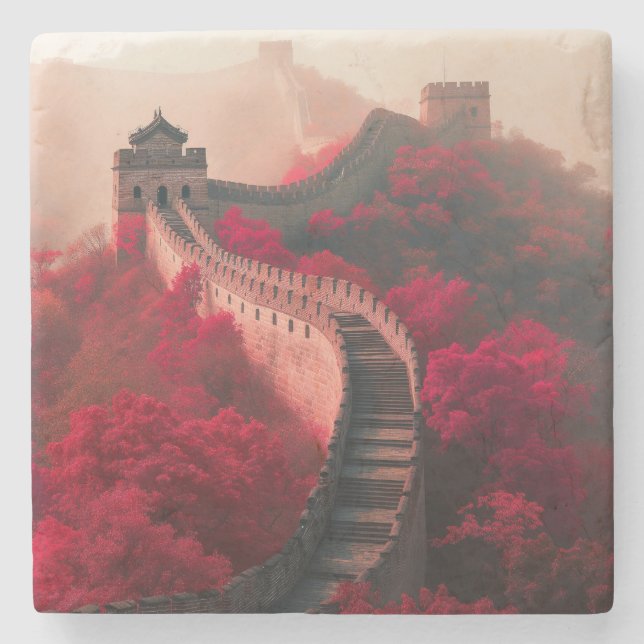 Underbar vägg för China på hösten - Scenrött Stenunderlägg (Framsidan)