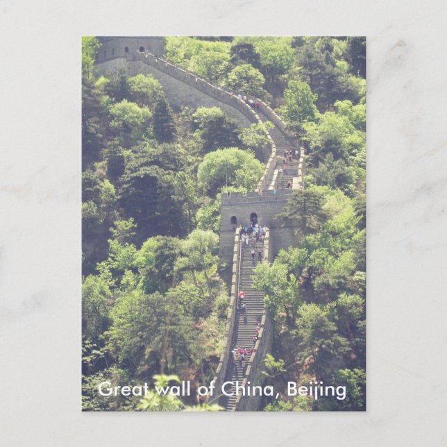 Underbar vägg i China Peking vykort trappor träd (Framsida)