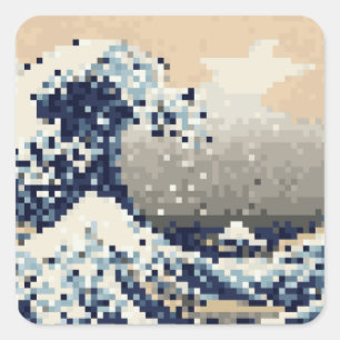 Underbar vågning av 8-bitars Pixel Art från Kanaga Klistermärke