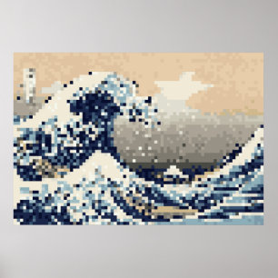 Underbar vågning av 8-bitars Pixel Art från Kanaga Poster