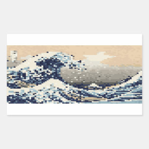 Underbar vågning av 8-bitars Pixel Art från Kanaga Rektangulärt Klistermärke