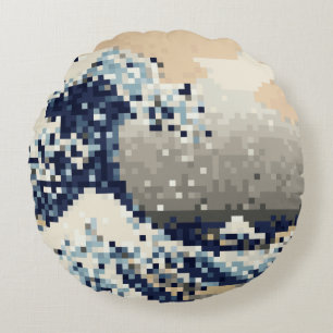 Underbar vågning av 8-bitars Pixel Art från Kanaga Rund Kudde