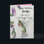 Underbar vän Glad födelsedag Söt kolibri Kort<br><div class="desc">Fira födelsedagen för en underbar vän med en elegant kolibridesign på ett charmerande gratulationskort. Skapat från min ursprungliga akvarellmålning, kommer den söta lilla fågel- och blombilden att lysa upp dagen för fågelskådare, trädgårdsmästare och naturälskare. Den speciella kvinnan i ditt liv kommer att älska de pastellfärgade färgerna i kräm, rosa och...</div>