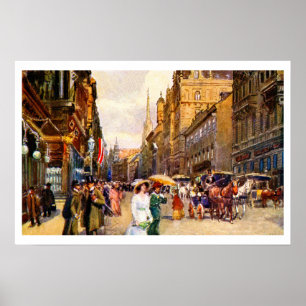 Underbar vintage: Epoque-scenen Wien Österrike Poster