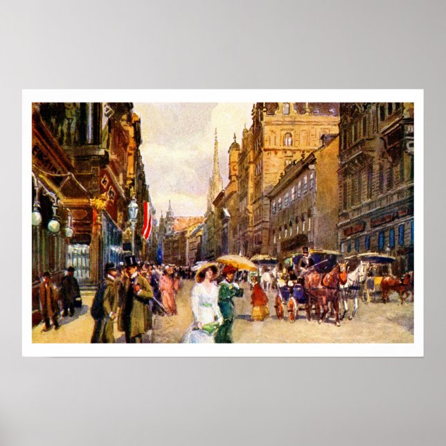 Underbar vintage: Epoque-scenen Wien Österrike Poster (Framsidan)