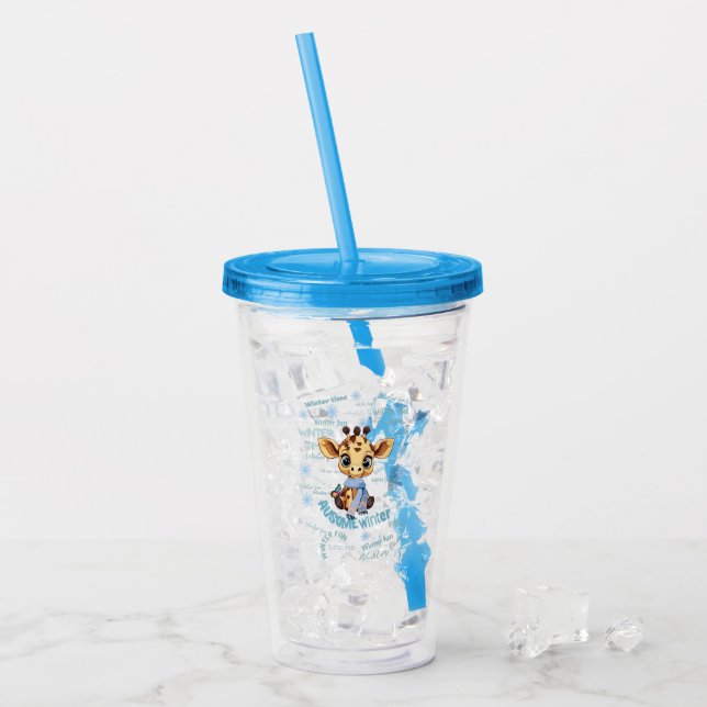 Underbar vinter – En unik snöflinga-giraff  Take Away Mugg (Framsida Ice)