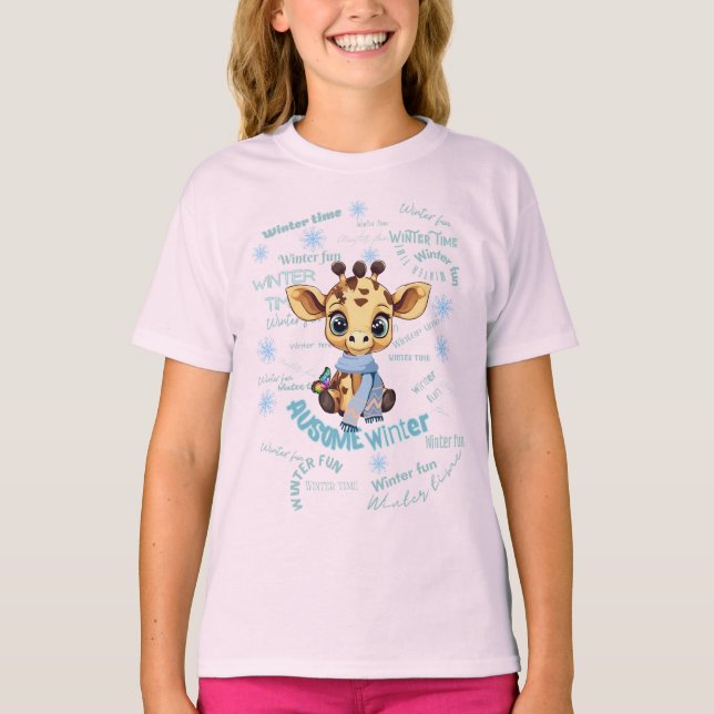Underbar VinterGiraff – Söt Autism Medvetenhet  T Shirt (Framsida)