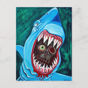 Underbar vit gummipropp - Shark VS Zombie Vykort