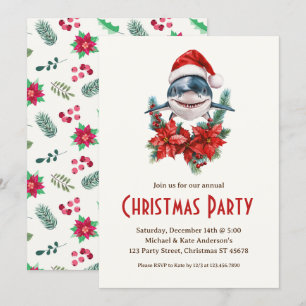 Underbar vit haj i jultomten Party Inbjudningar
