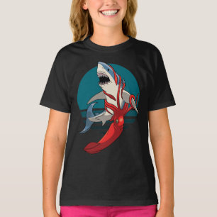 Underbar vit haj och giant bläckfisk t shirt